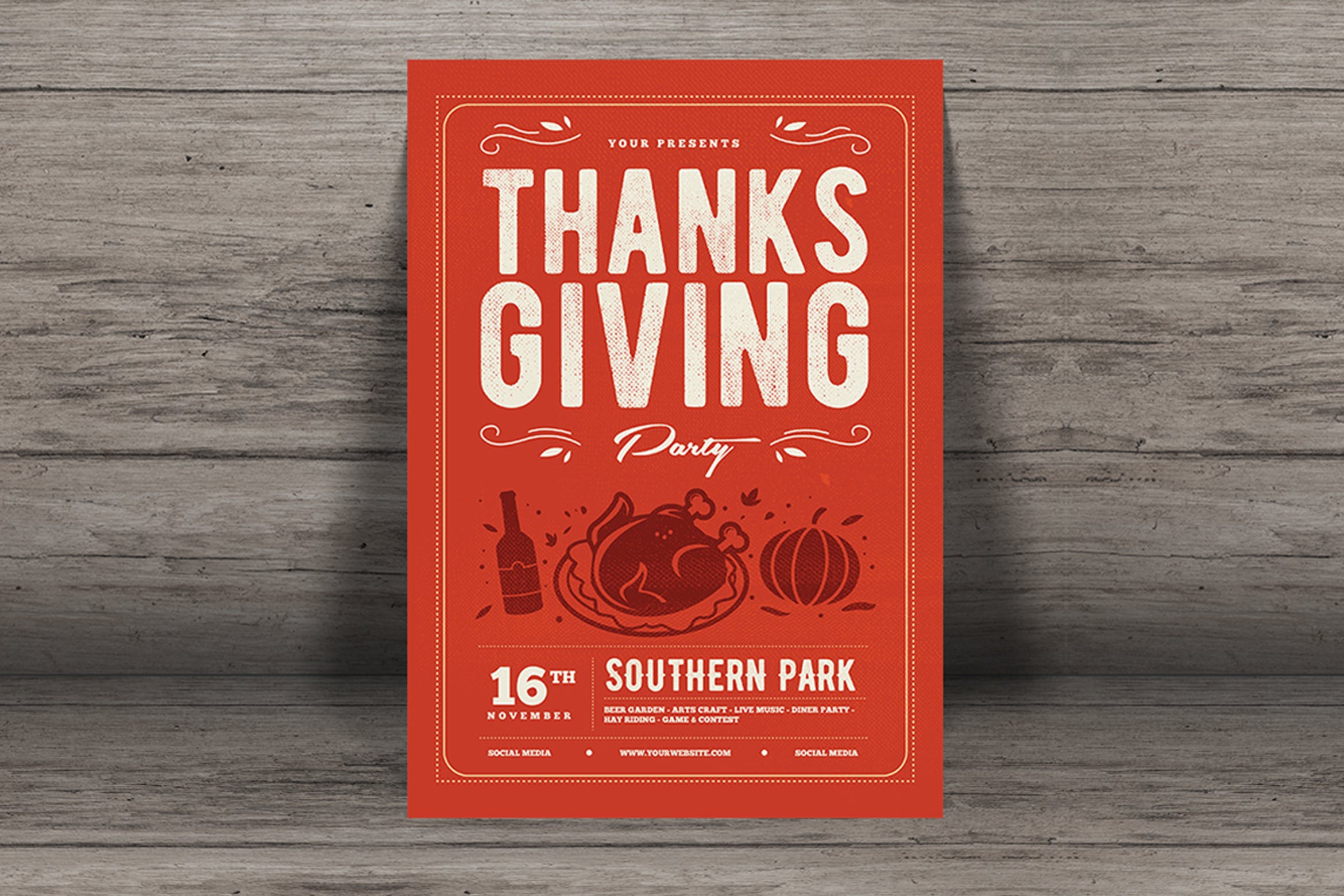 感恩节庆祝活动海报设计模板 Thanksgiving flyer插图