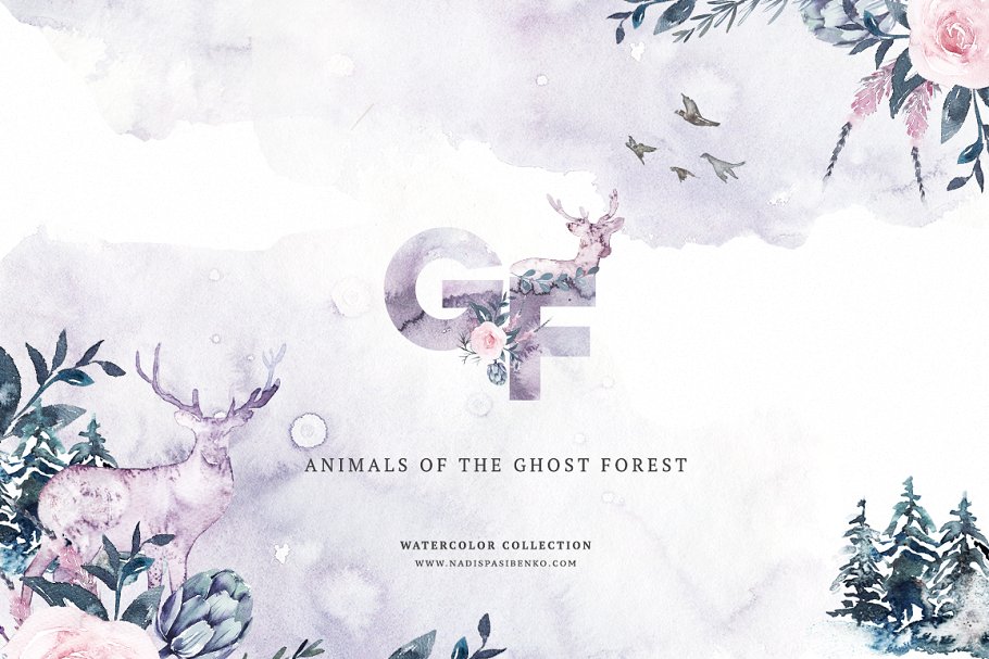 幽灵风格森林动物设计素材[1.11GB] Animals of the Ghost Forest插图