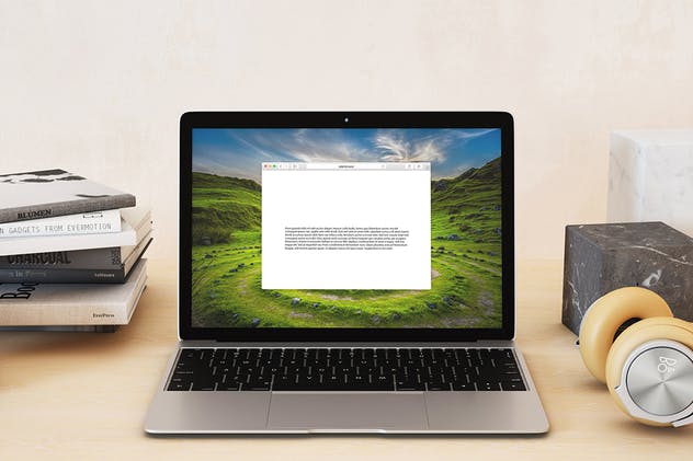 超级本笔记本电脑网页设计展示样机模板 Laptop Mock-up – Interior Set插图(3)