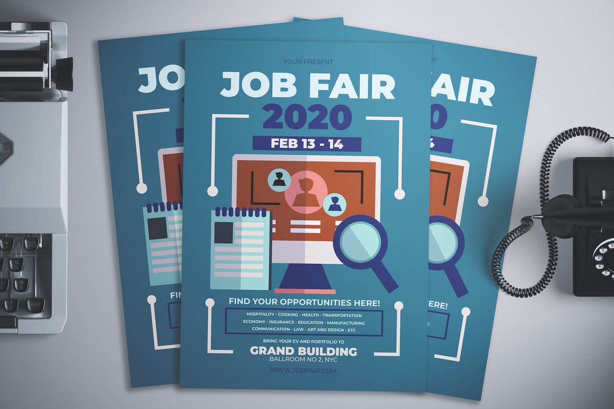 大型招聘会活动海报设计模板 Job Fair Flyer插图
