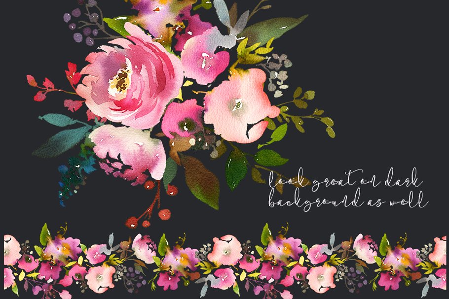 清新芳香的花饰花卉水彩剪贴画素材 Fresh Scent Pretty Floral Clipart插图(9)