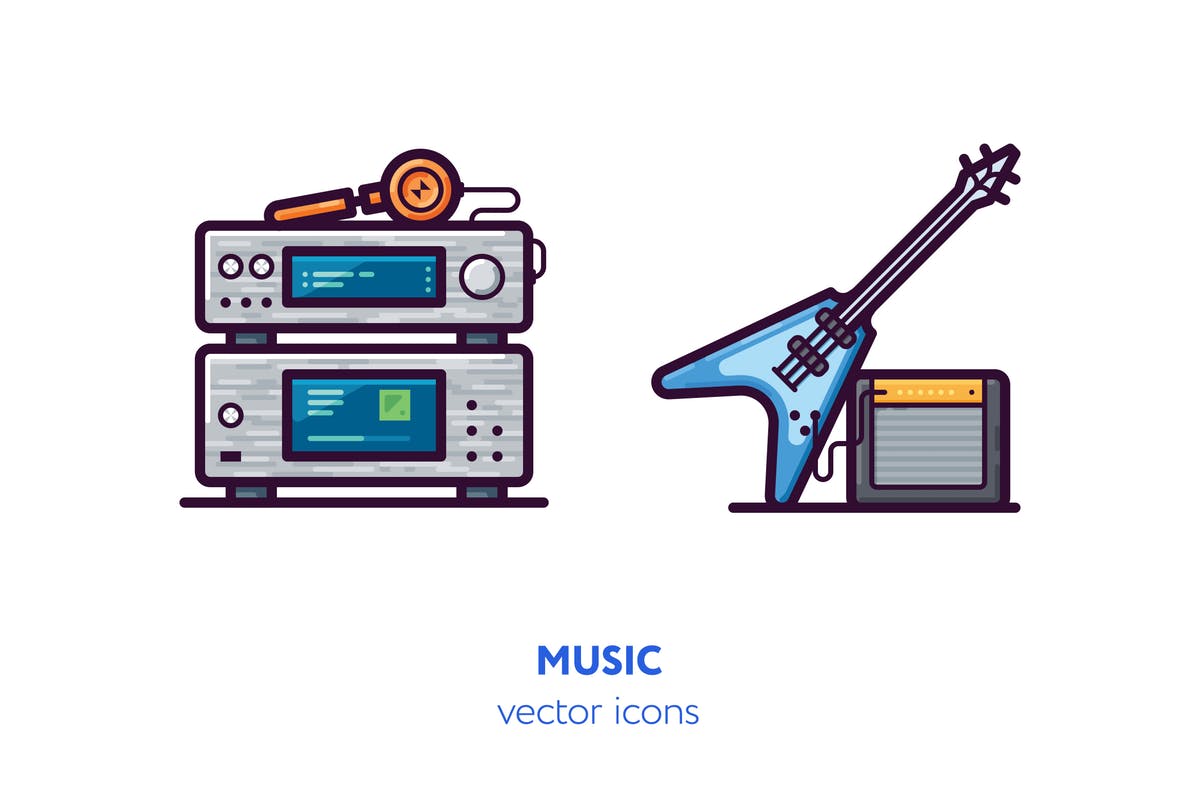 音乐主题手绘矢量图标 Music icons[AI, EPS, SVG]插图