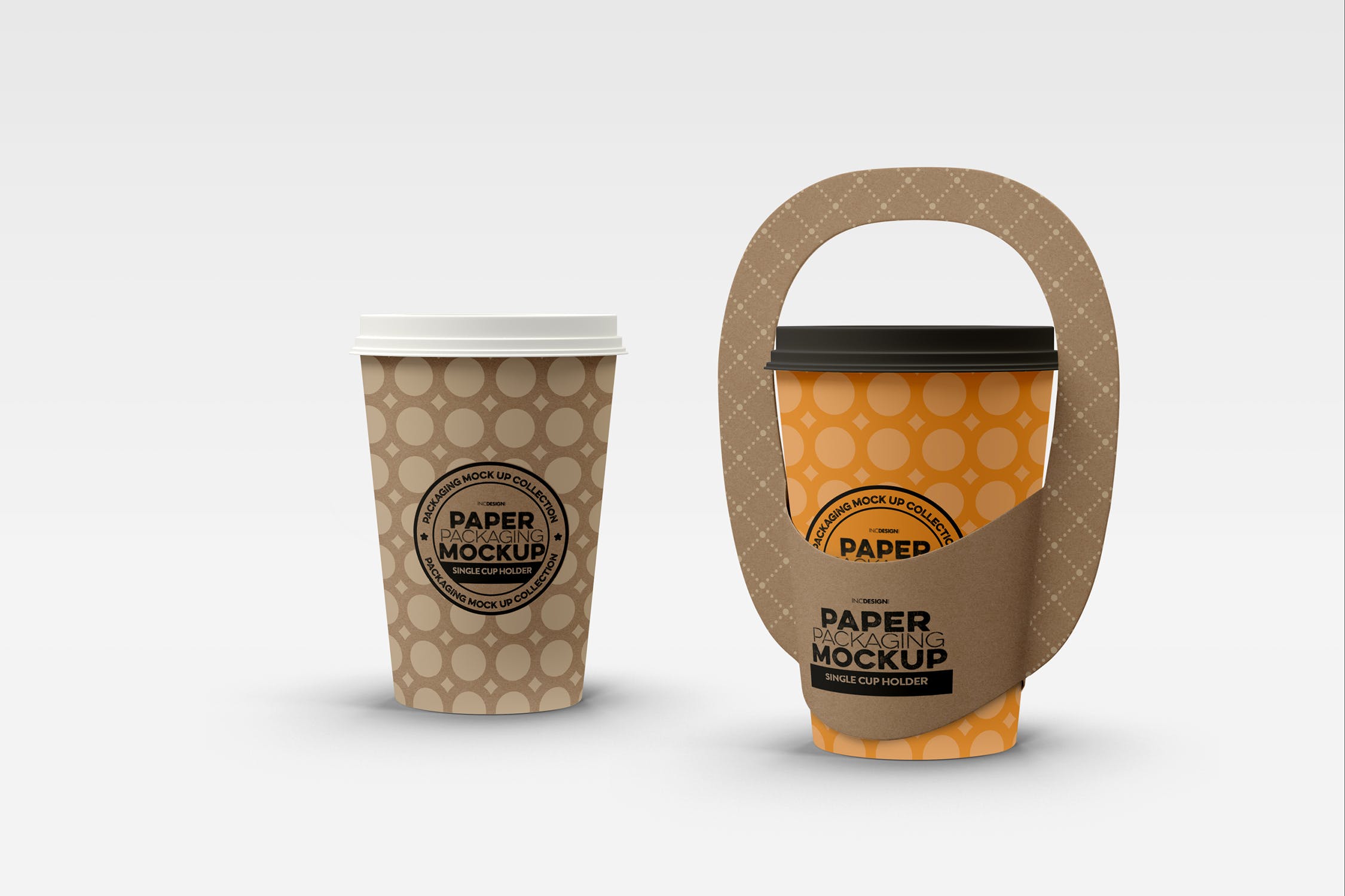 纸杯&纸杯外带包装设计样机模板 Single Cup Paper Carrier Packaging Mockup插图(2)