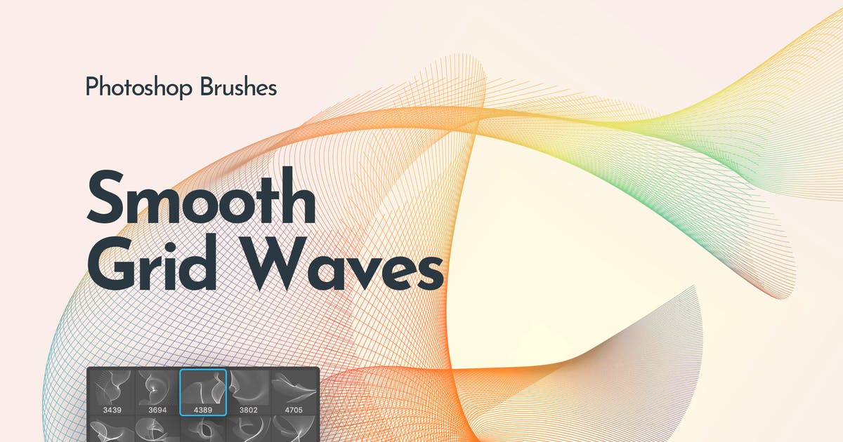 流动的网状波纹PS笔刷 Flowing Network Waves Photoshop Brushes插图