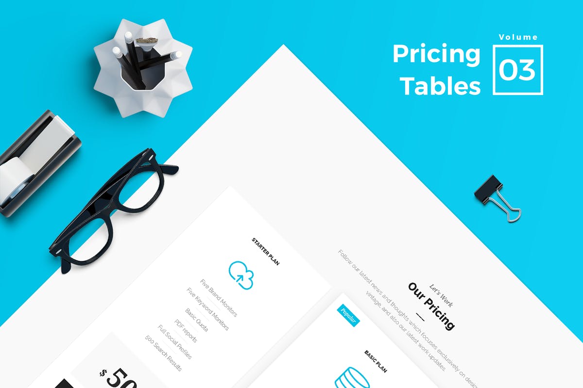商业服务网站价格表单UI设计模板V3 Pricing Tables for Web Vol 03插图