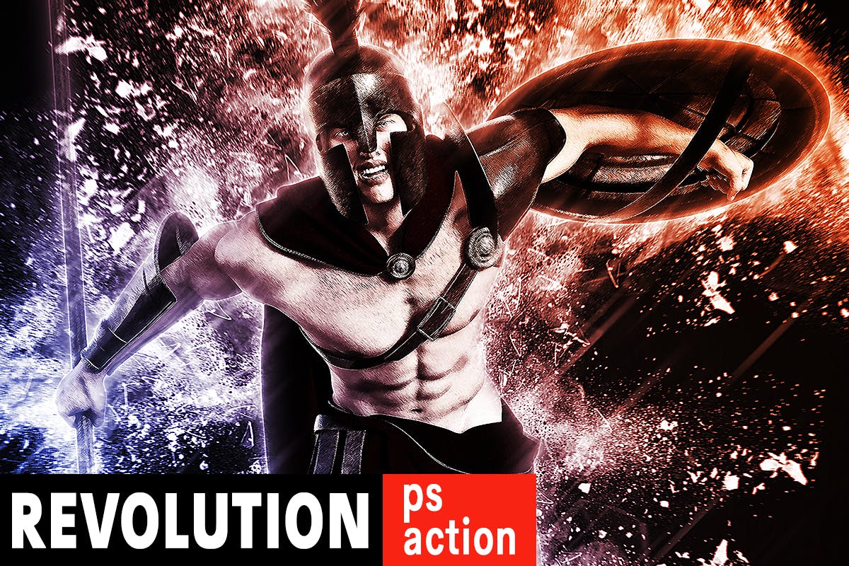 炫彩发光粒子特效PS动作 Revolution Photoshop Action插图