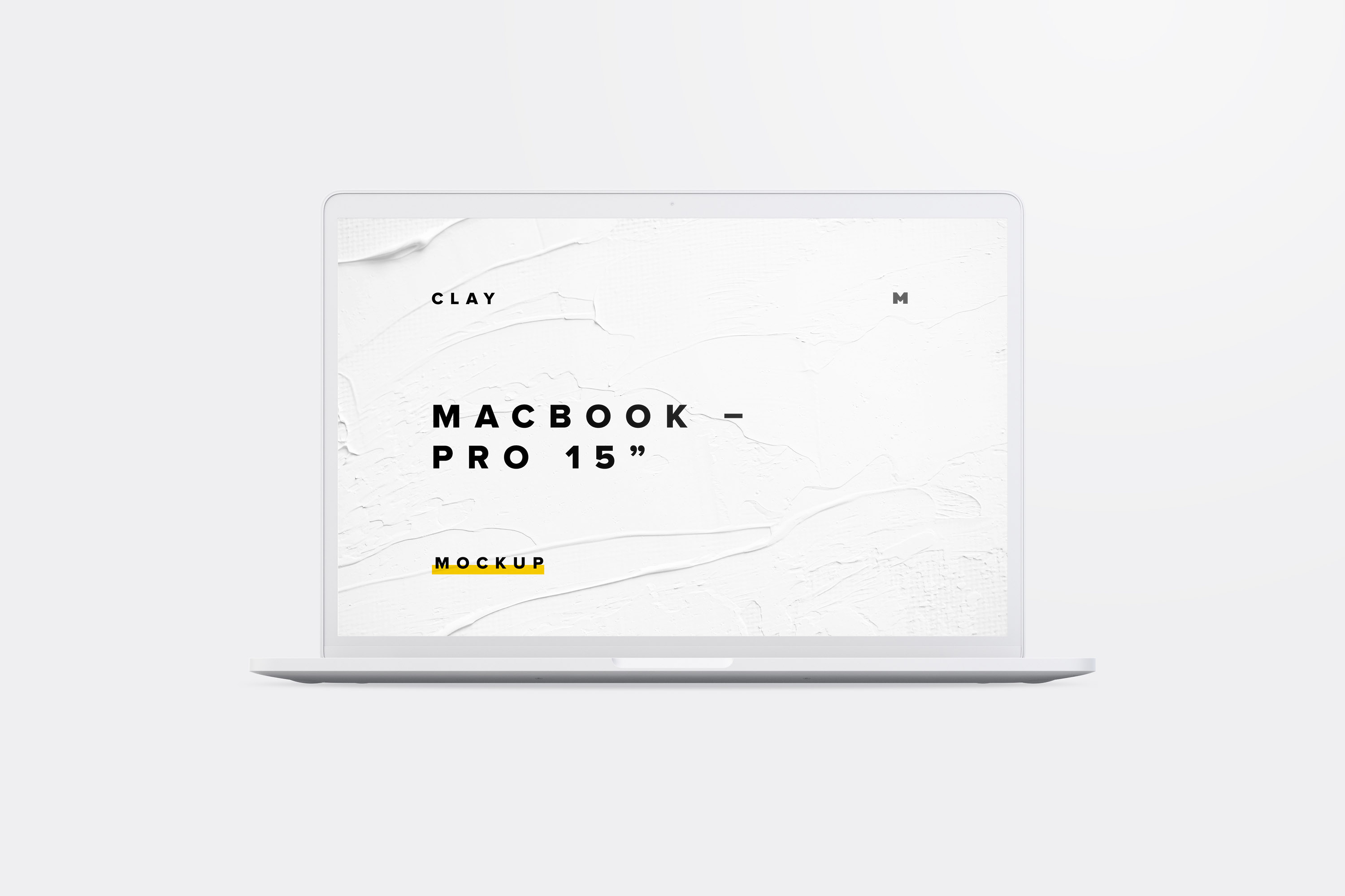 MacBook Pro高端笔记本电脑UI设计效果图前视图样机 Clay MacBook Pro 15" with Touch Bar, Front View Mockup插图
