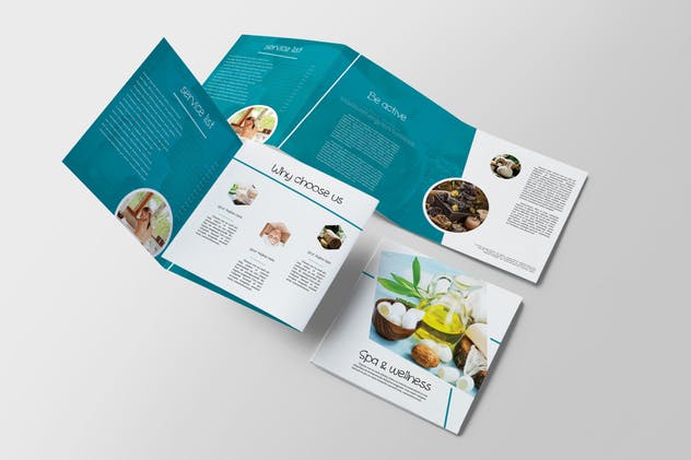 美容SPA水疗品牌宣传画册设计模板 Spa & Wellness Square Brochure插图(3)