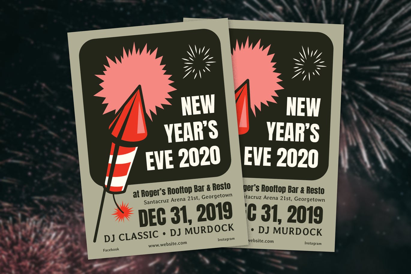 2020年酒吧新年倒数活动海报传单模板 New Year’s Eve Flyer插图