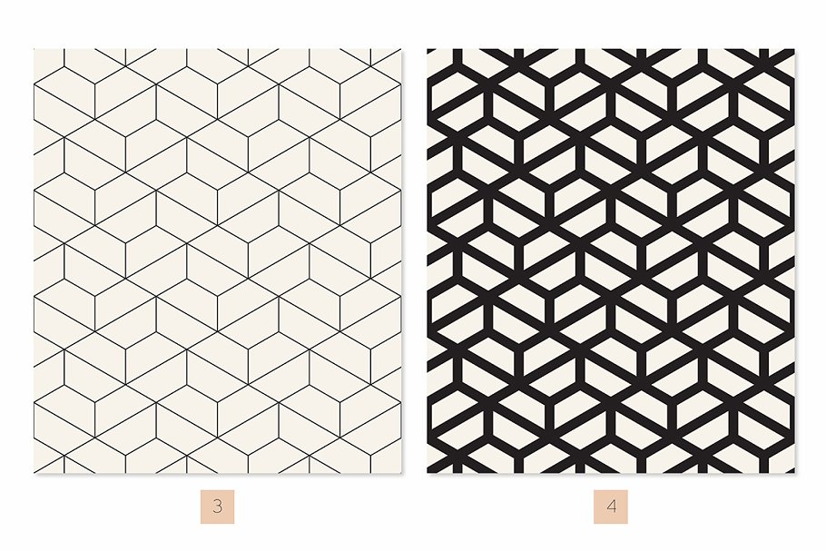 六角形图案无缝纹理 Hexagonal Seamless Patterns Set 2插图(3)