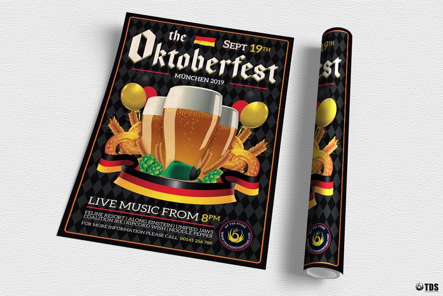 德国慕尼黑啤酒节宣传传单PSD模板V12 Oktoberfest Flyer PSD V12插图(2)