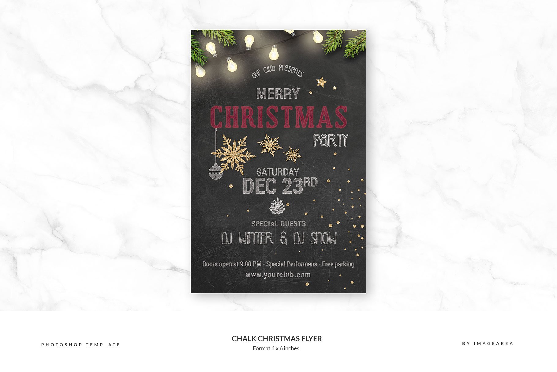彩色圣诞主题粉笔黑板画传单模板 Chalk Christmas Flyer插图