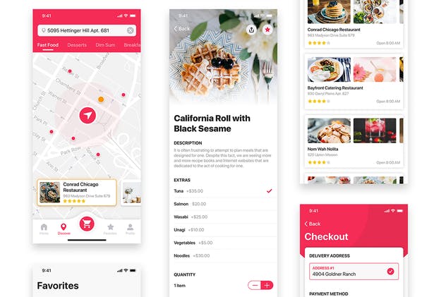 类大众点评美食类APP UI套件UI模板 Foody – Food App UI Kit插图(8)