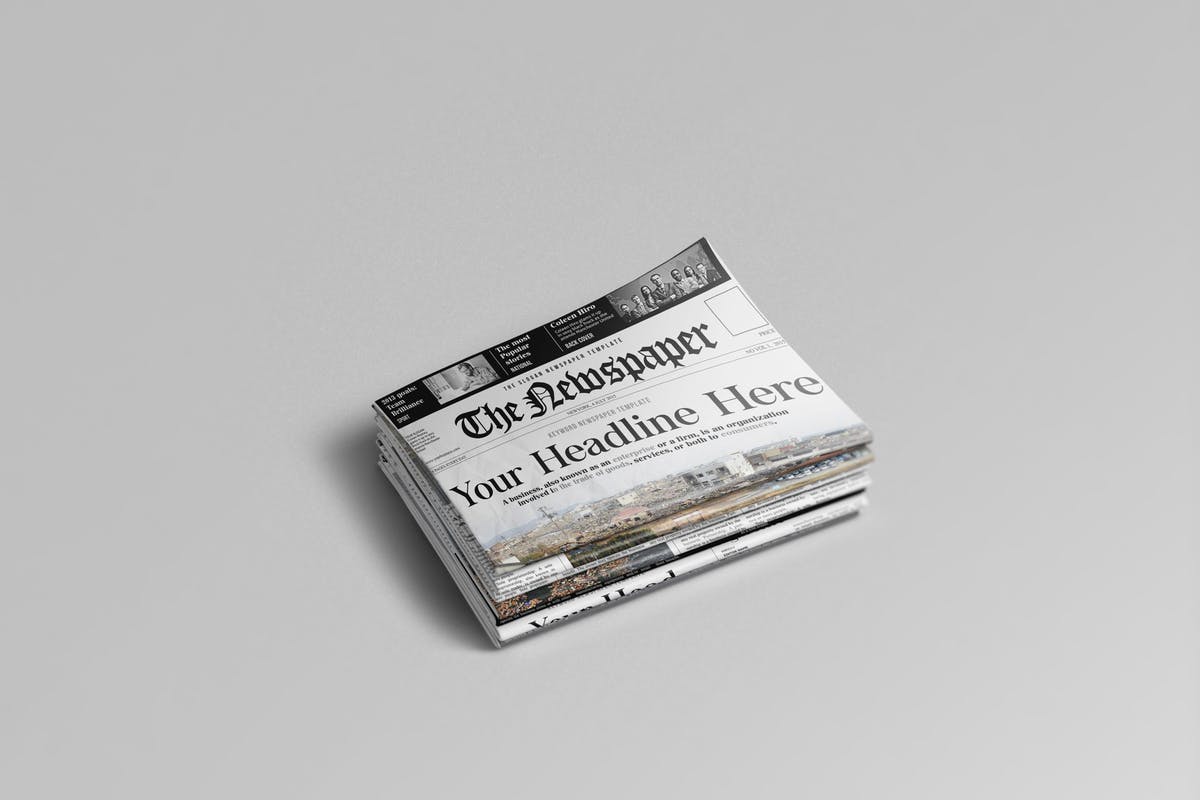 新闻广告报纸样机模板V1 Newspaper Mockups 01插图