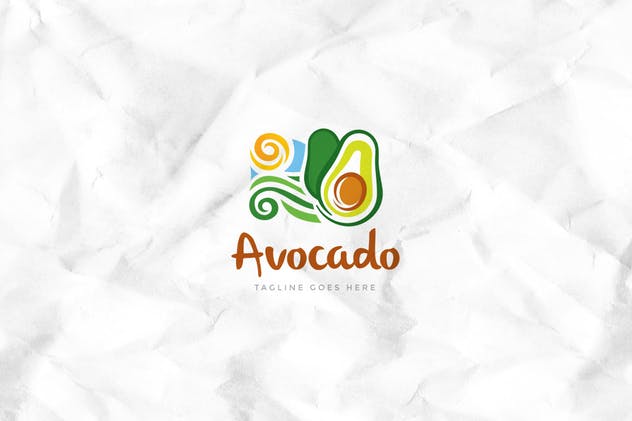 绿色健康食品品牌Logo设计模板 Avocado Logo Template插图(1)