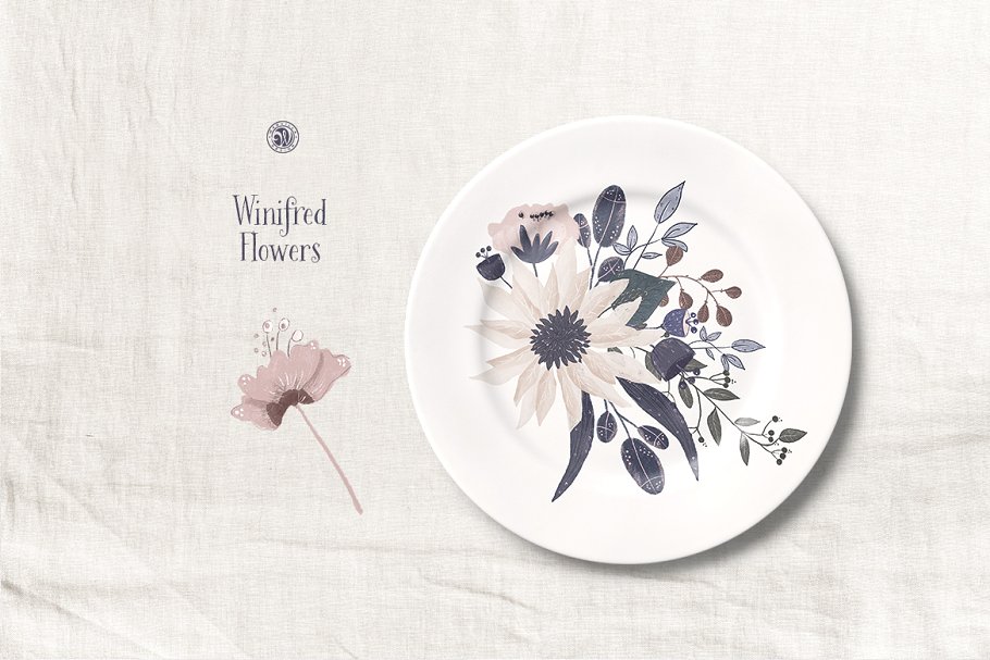 高清手绘水彩花卉剪贴画素材 Winifred Flowers插图(2)