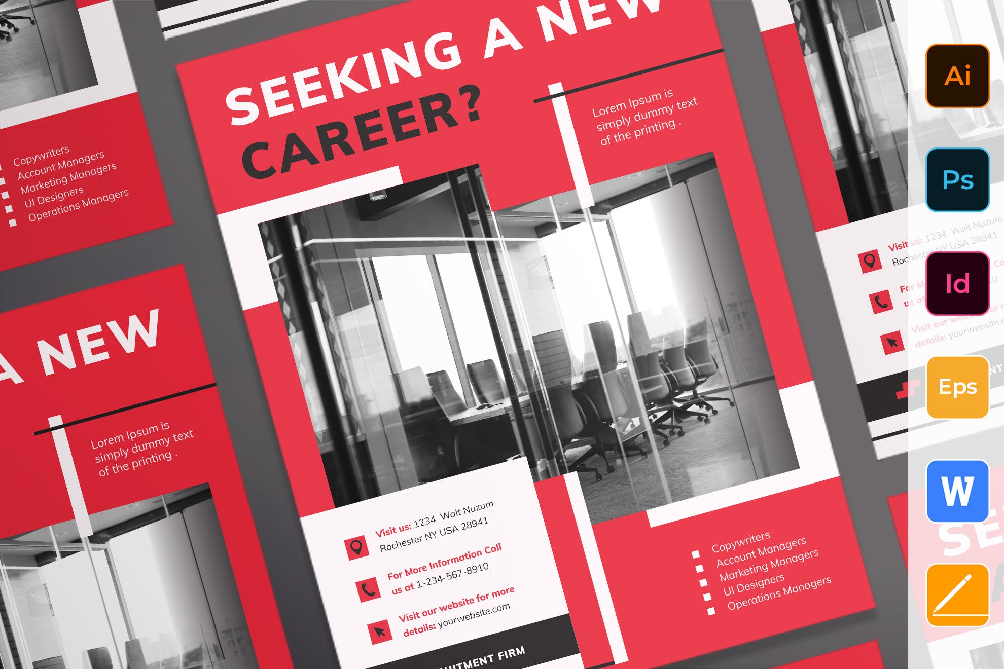 人力资源公司创意海报设计模板 Recruitment Firm Poster插图
