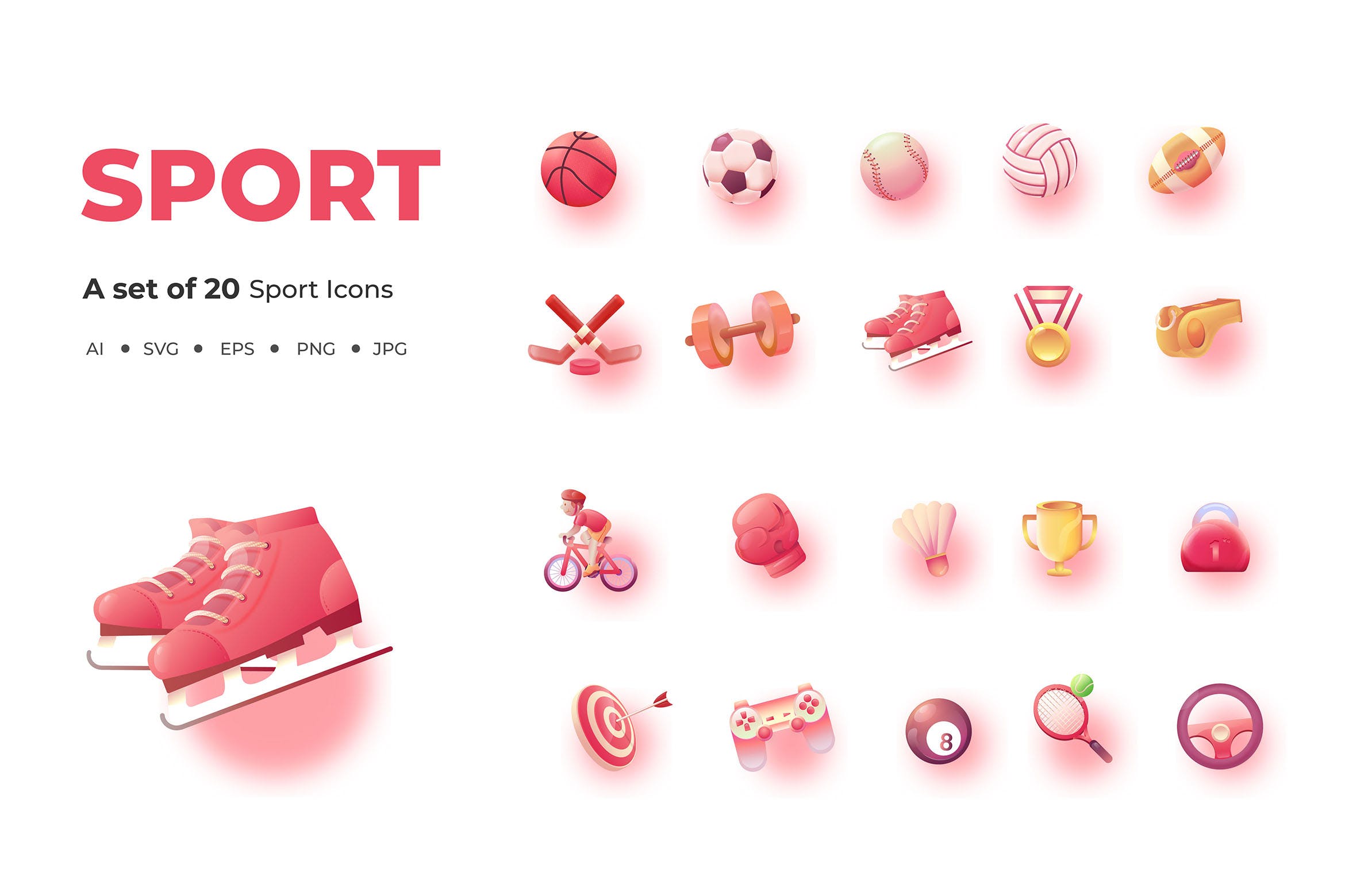 20枚体育运动行业主题矢量图标素材 20 Sport Icons插图