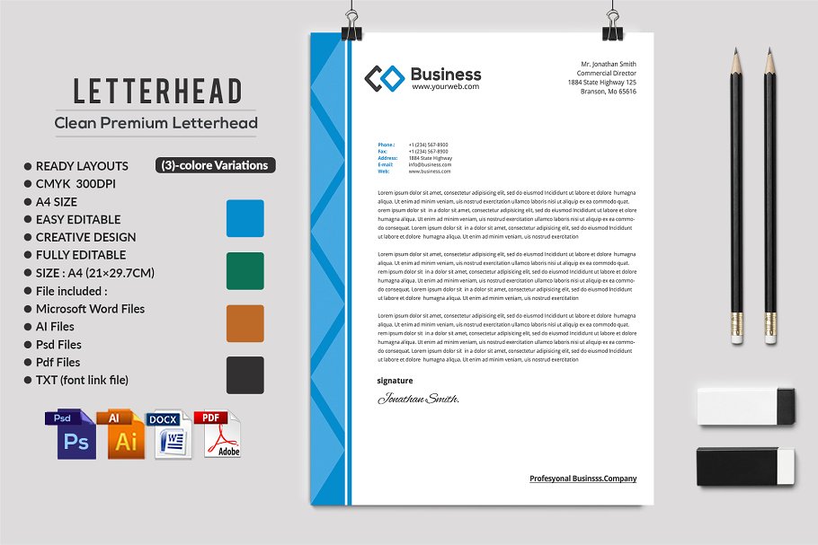 10款企业品牌信笺模板 Letterhead Bundle插图(8)