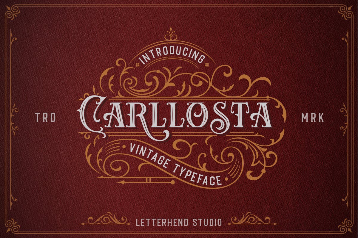 维多利亚风格复古英文衬线字体 Carllosta – Layered Font (+EXTRAS)插图