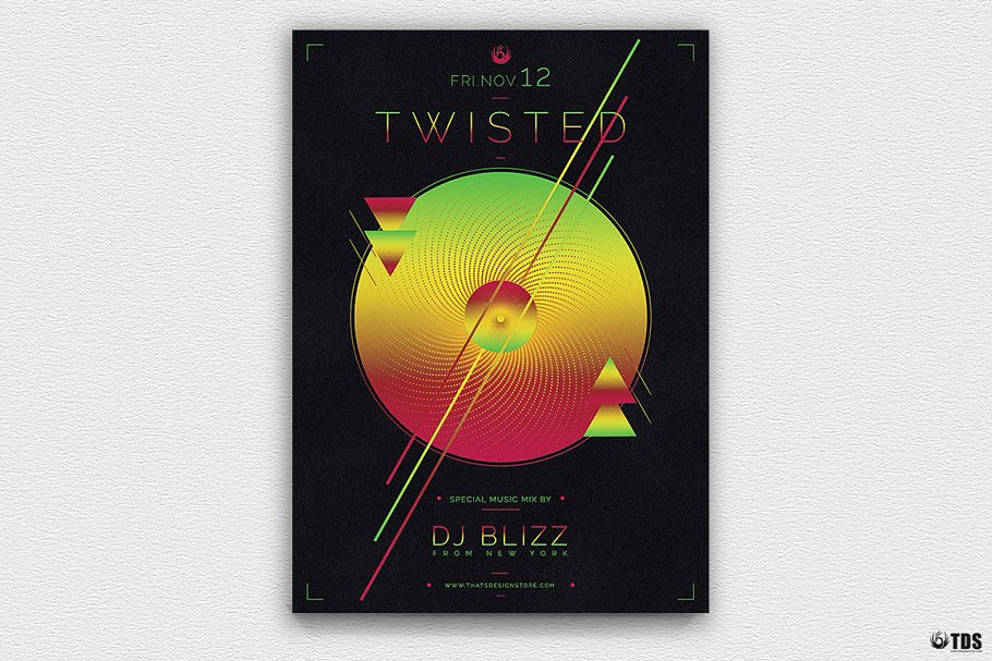 DJ音乐节狂欢派对宣传传单PSD模板 Twisted Session Flyer PSD插图(4)