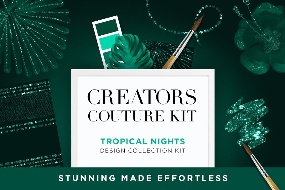 晚礼服时装装饰设计套件 Tropical Nights Couture Design Kit插图