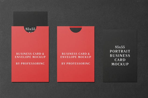 商业品牌卡片/贺卡样机模板 85×55 Portrait Business Card Mockup插图(6)