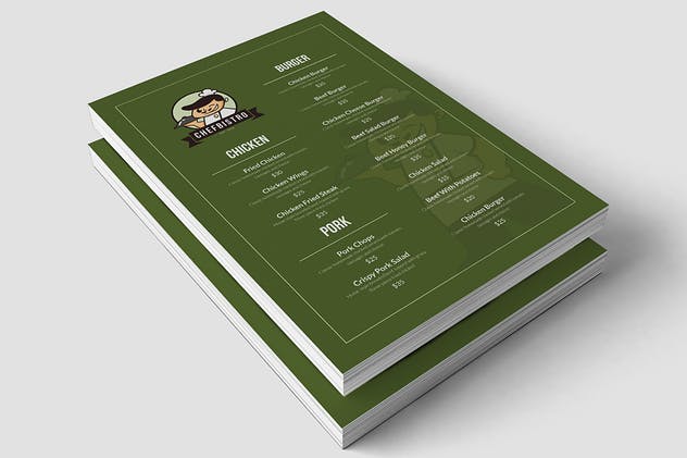 卡通图案餐馆饭店菜单传单设计模板 ChefBistro Food Menu Flyer插图(3)