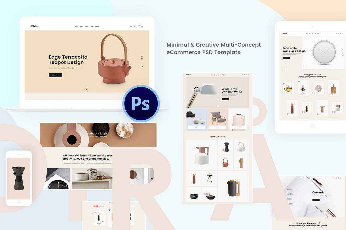 极简主义设计风格现代家居用品商城PSD设计模板 Oiran – Minimal & Creative Multi-Concept eCommerce插图