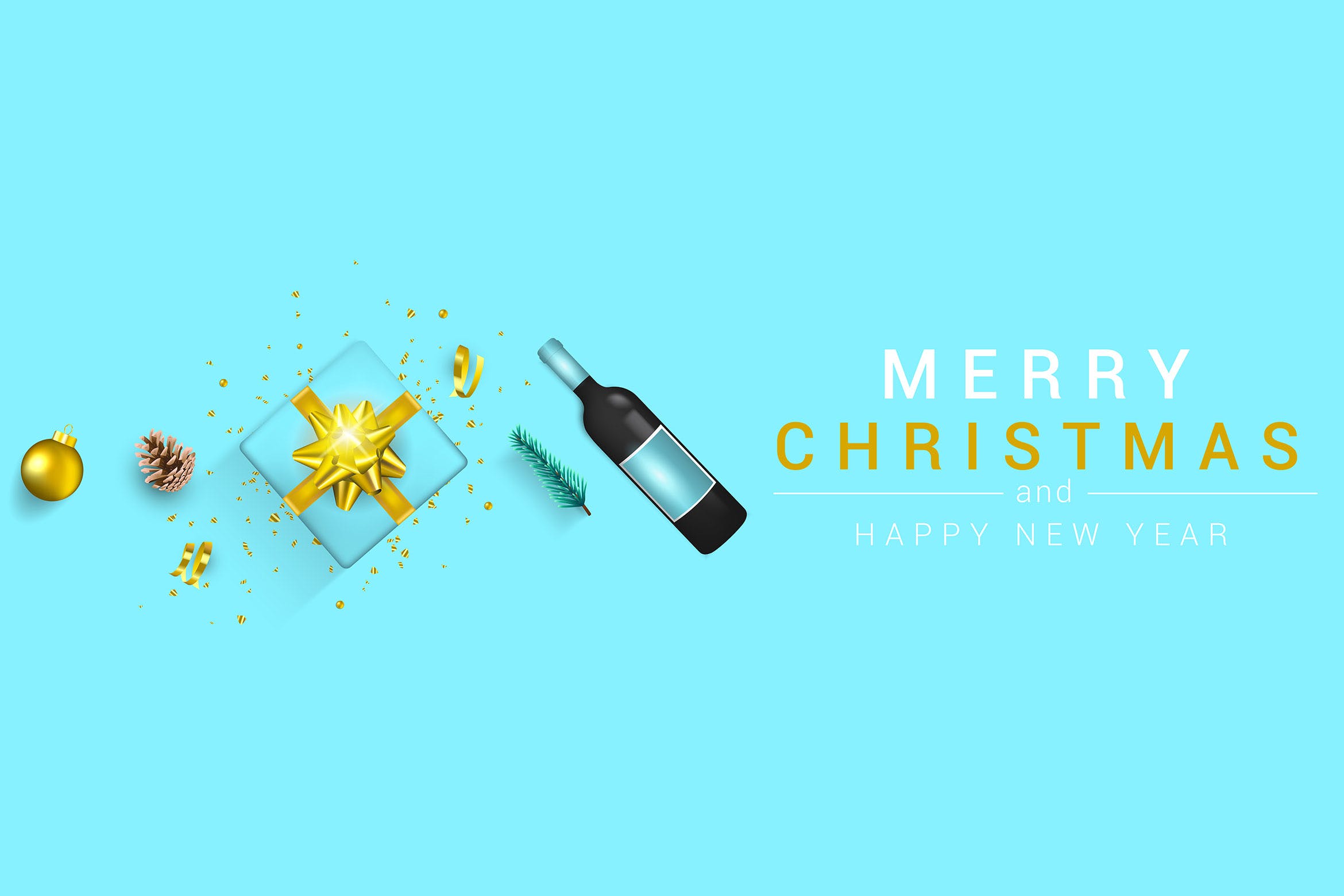 圣诞节&新年祝福主题贺卡设计模板v2 Merry Christmas and Happy New Year greeting cards插图