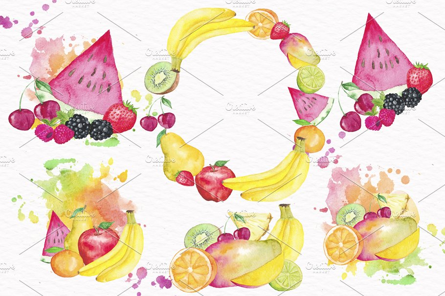 水彩水果插画合集 Fruit Watercolor Collection插图(3)