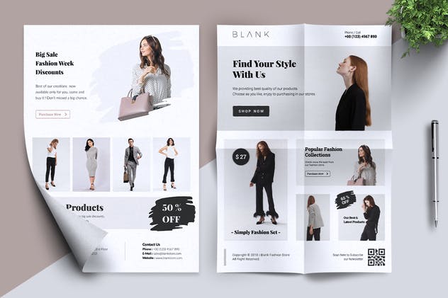 极简主义设计风格时尚品牌促销广告海报设计模板 BLANK Minimal Fashion Flyer插图(6)