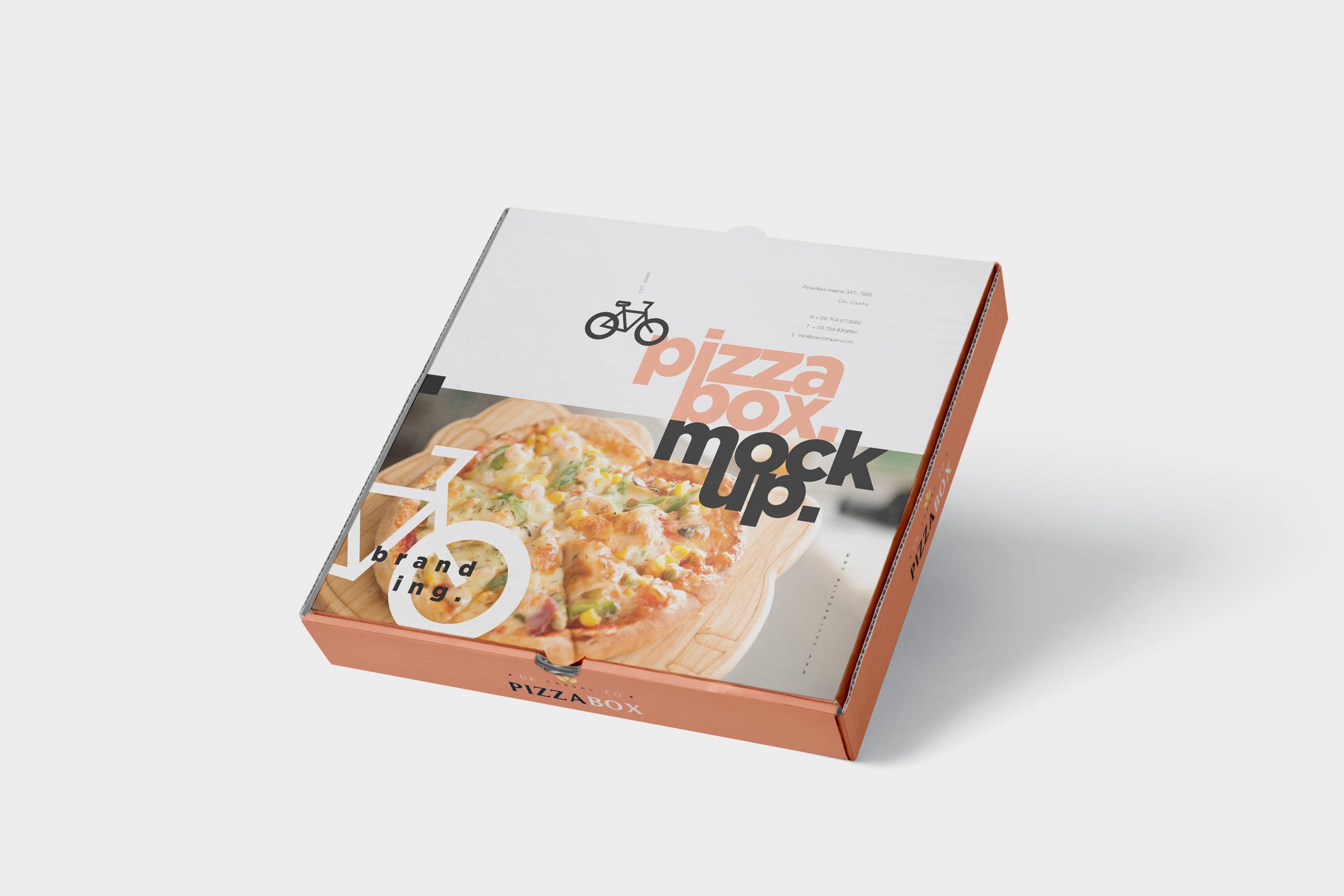 披萨外带包装纸盒设计图样机 Pizza Box Mock-Up – Grocery Store Edition插图