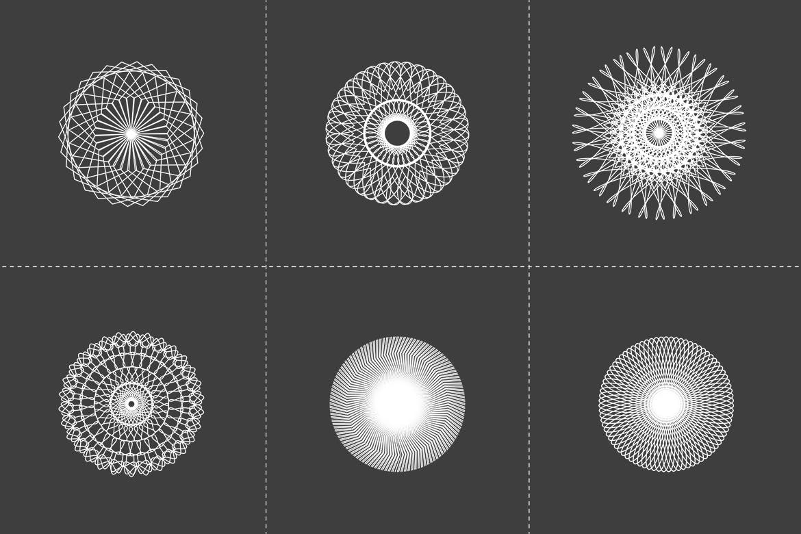 18个曼陀罗风格矢量几何图形素材 Spirographs插图(3)