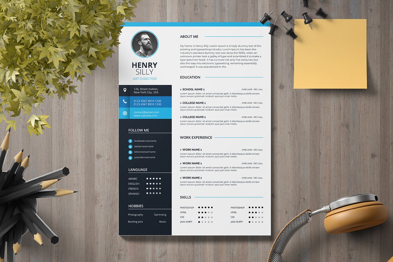 艺术指导个人简历设计模板 CV Resume插图