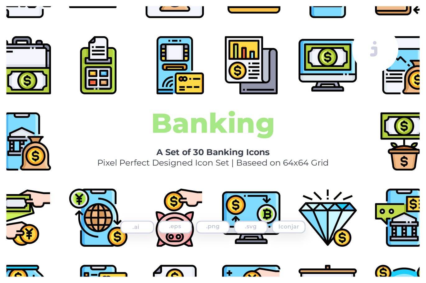 30枚银行主题矢量图标素材 30 Banking Icons插图