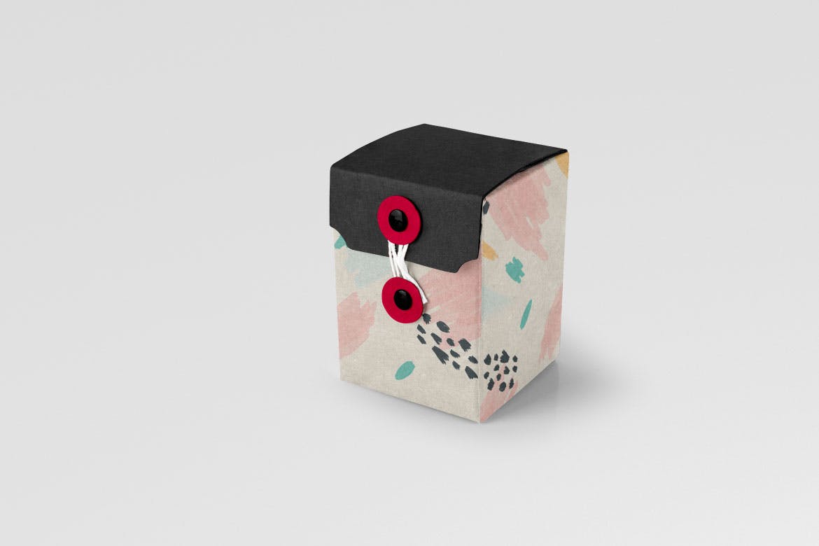 带纽扣小牛皮纸盒礼品包装盒设计样机 Small Kraft Box with Buttons插图(5)