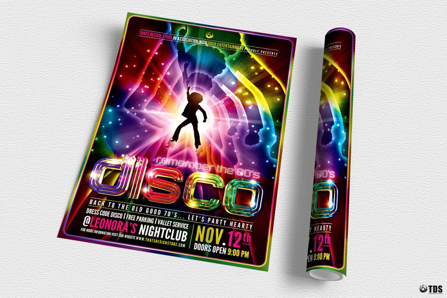 迪斯科传统舞会活动传单PSD模板 Remember Disco Flyer PSD插图(2)