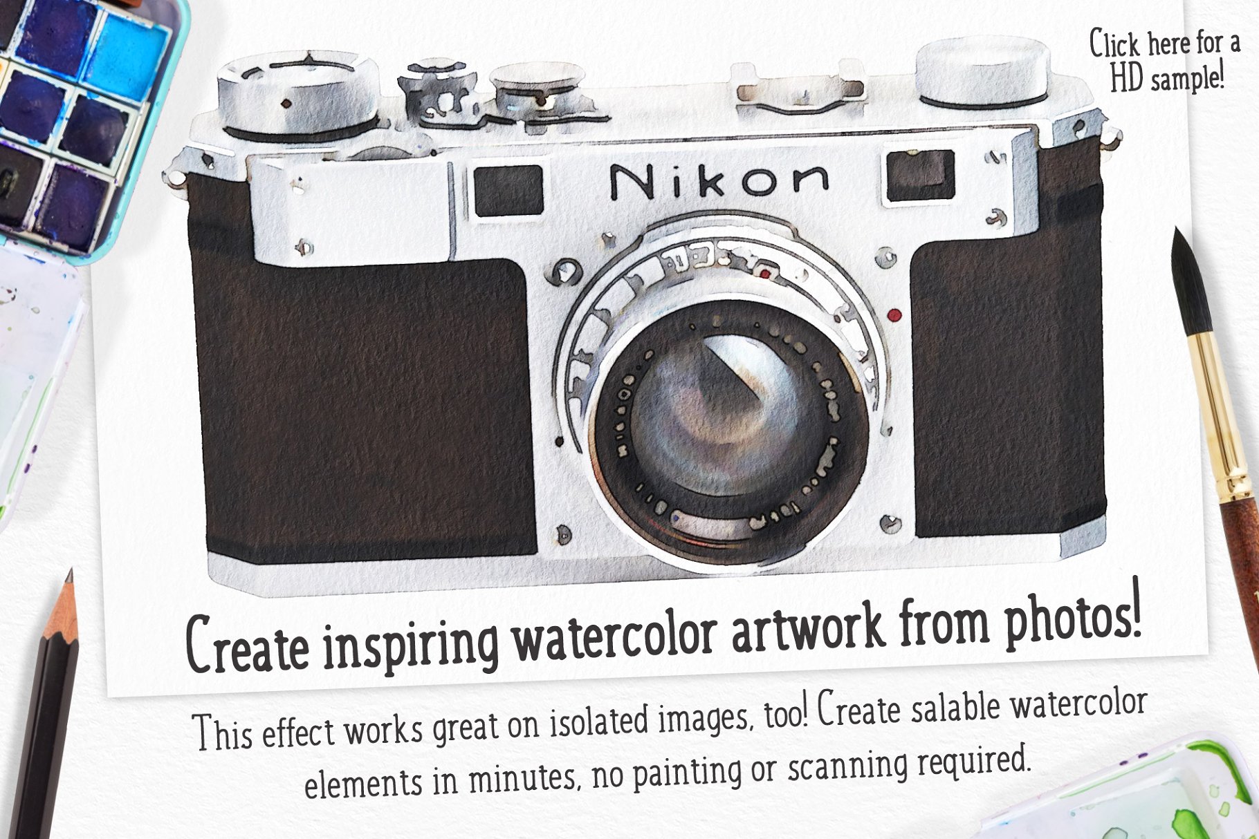 水彩插画效果PS图层样式 Watercolor Photo Effect Pro插图(1)