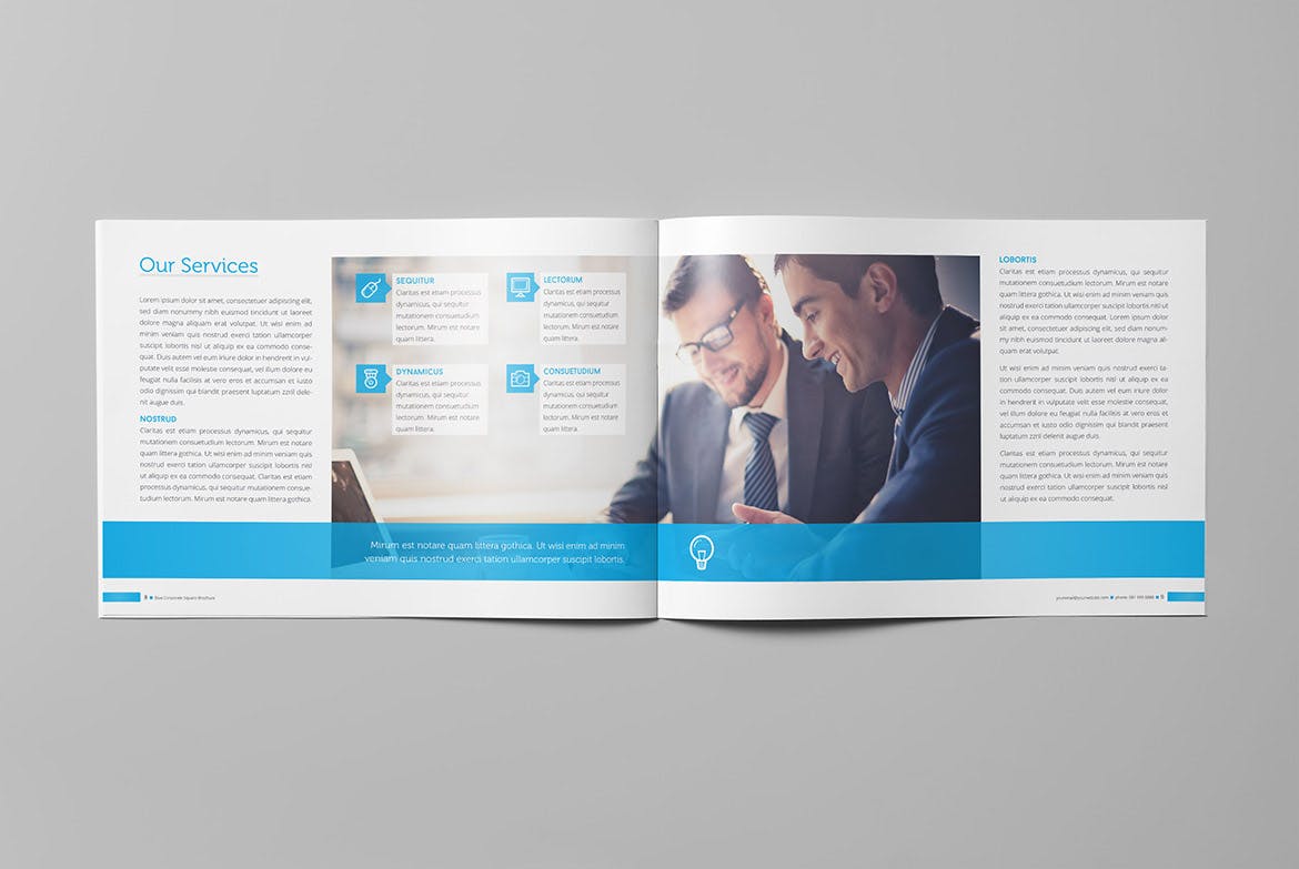 蓝色经典高科技公司画册设计模板 Blue Corporate Horizontal Brochure插图(4)