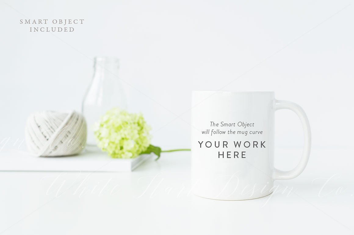 创意极简白色马克杯样机模板 Styled mug mock up – PSD+Jpeg插图