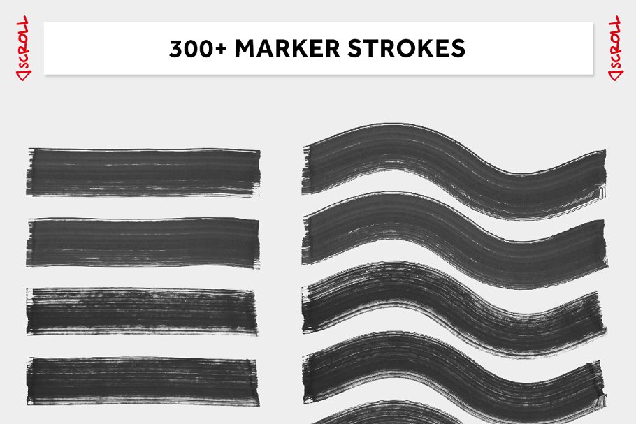 300+逼真记号笔画笔AI笔刷 300+ REAL MARKERS FOR ILLUSTRATOR插图(3)