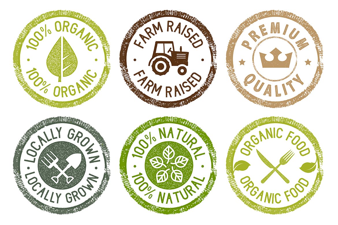 有机食品贴纸标志设计模板素材 Organic Food Stickers Collection插图(1)