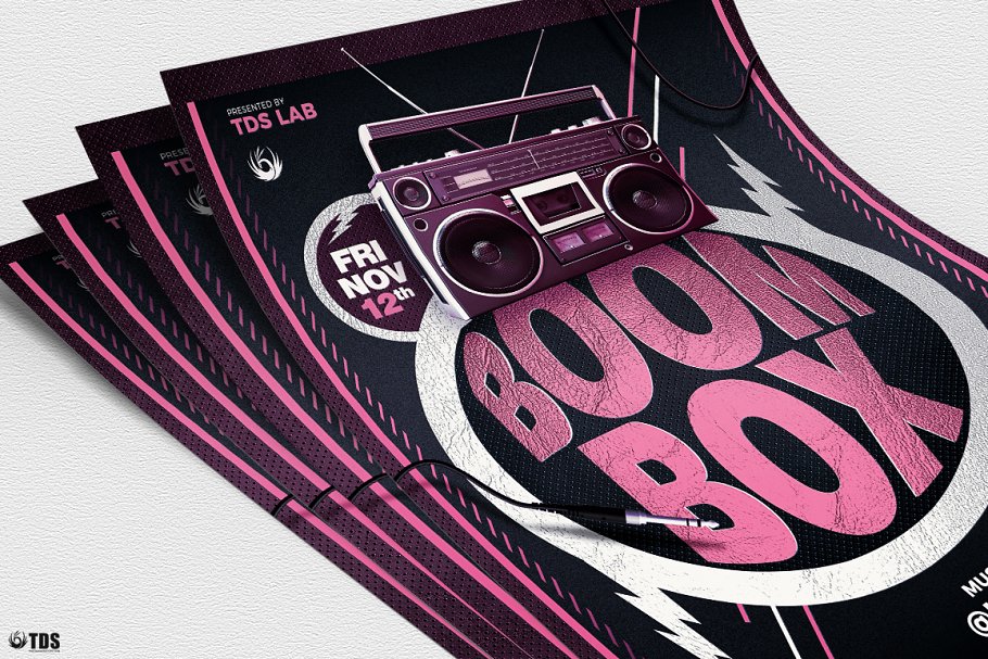 音乐电台音乐节目传单PSD模板 Boombox Flyer PSD插图(4)