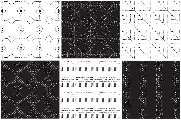 规则对称虚线矢量图案素材 Dotted Vector Patterns & Tiles插图(7)
