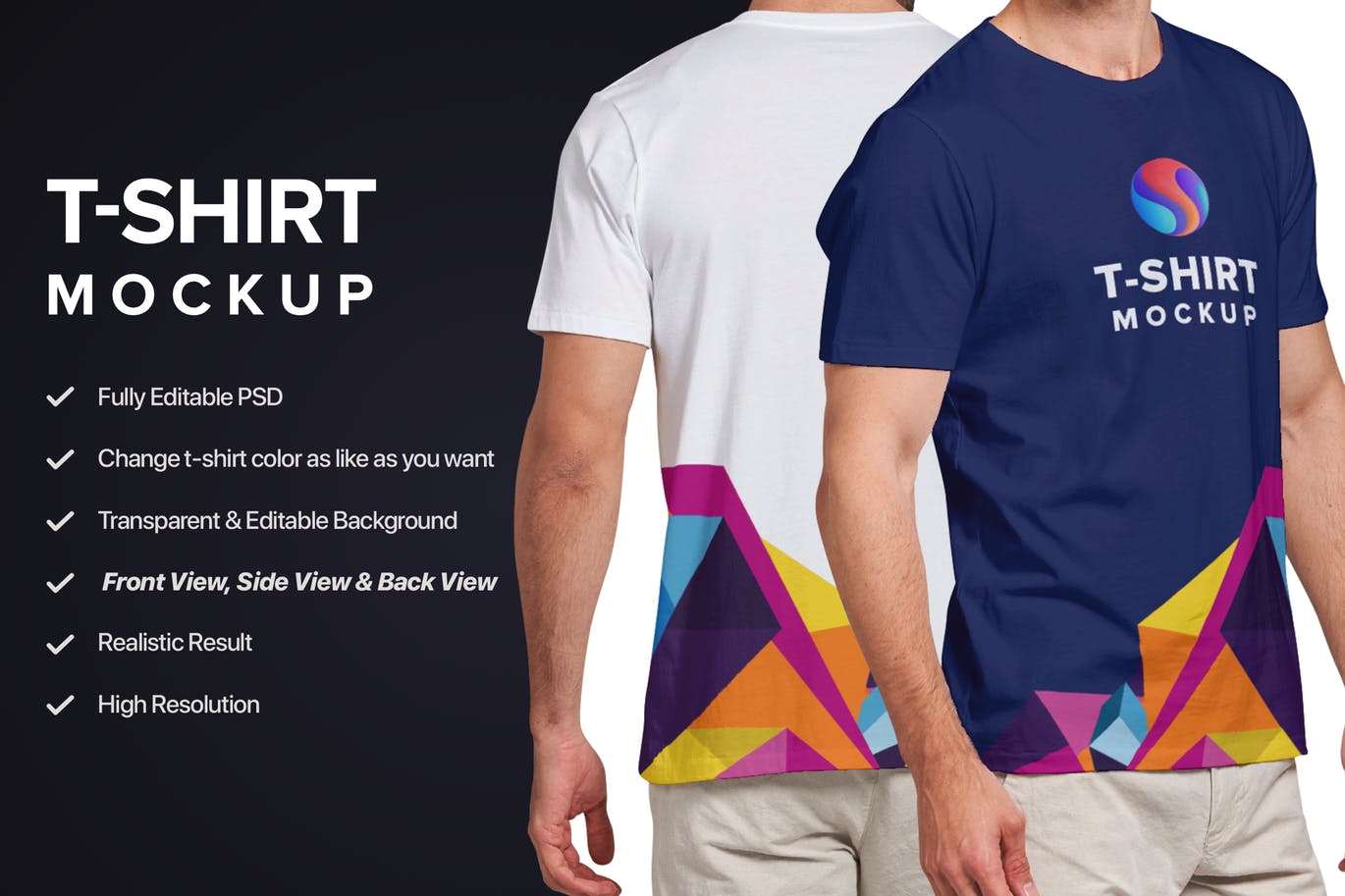 男士T恤设计模特上身正反面效果图样机模板v3 T-shirt Mockup 3.0插图