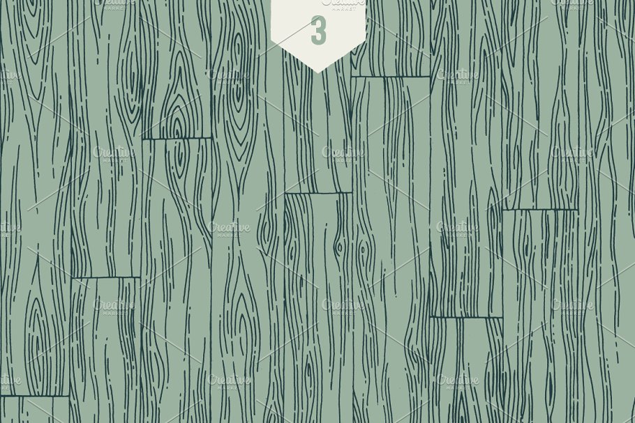 3款老式风格的全页面木纹纹理 3 Wood Line Patterns – By hand插图(3)
