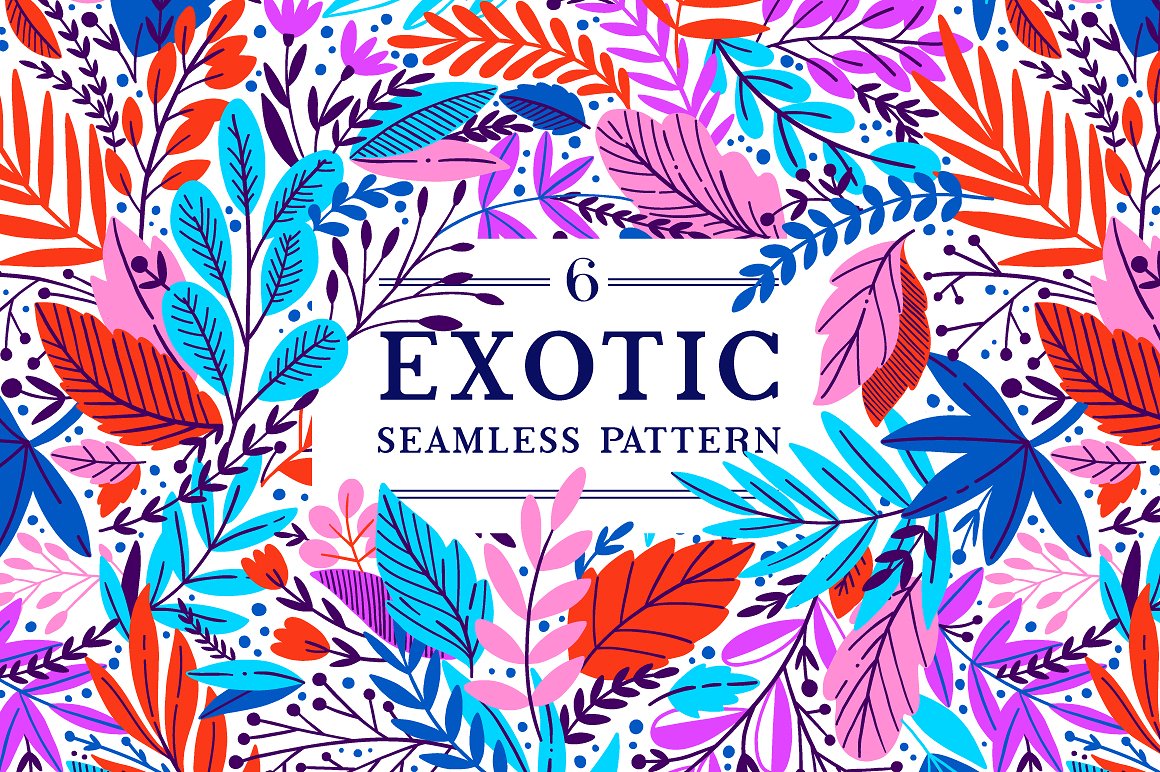 6个色彩鲜艳的异想天开叶子图案 6 Exotic patterns插图