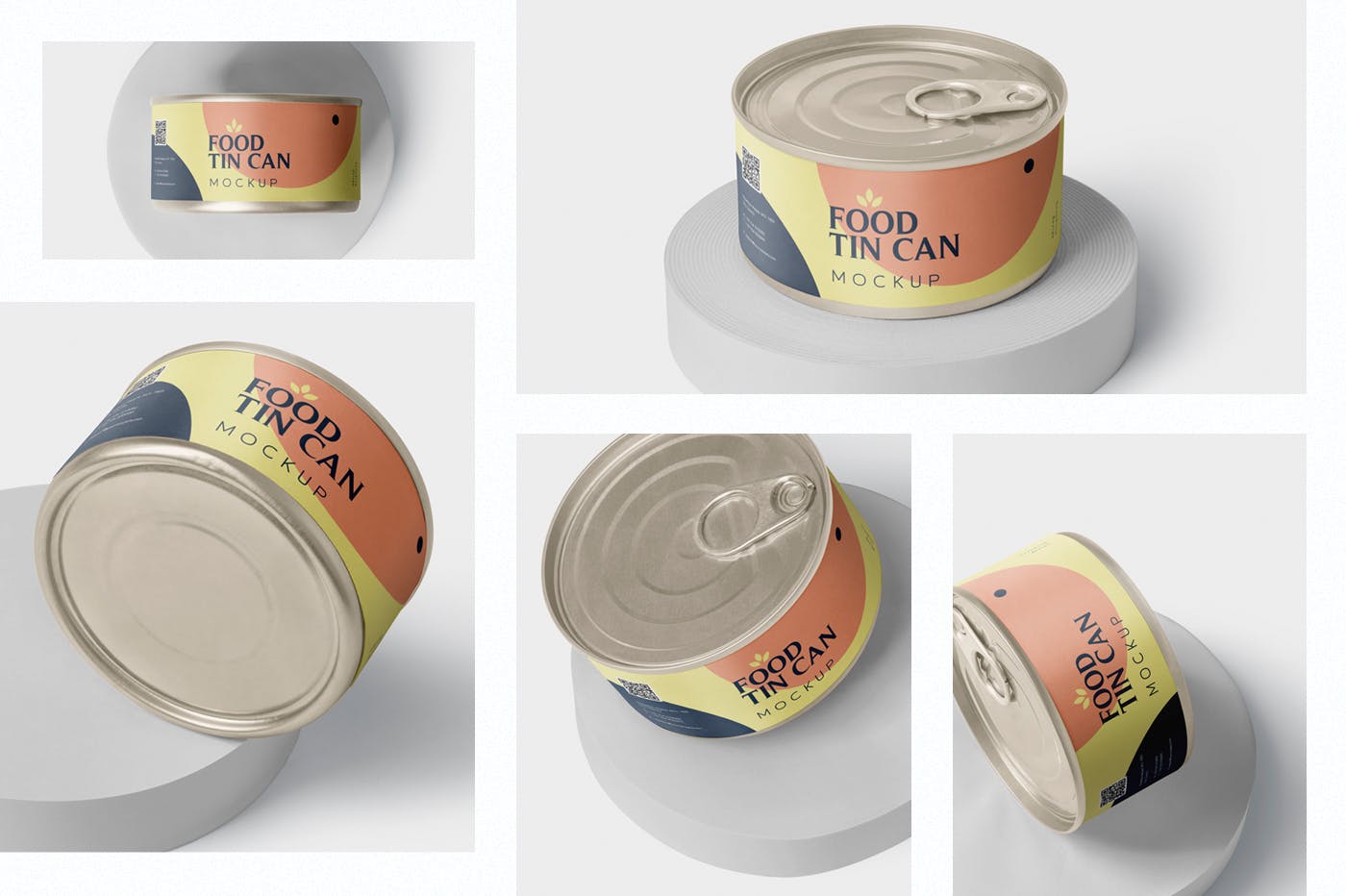 迷你型食品罐头外观设计图样机模板 Food Tin Can Mockup Small Size – Round插图(1)