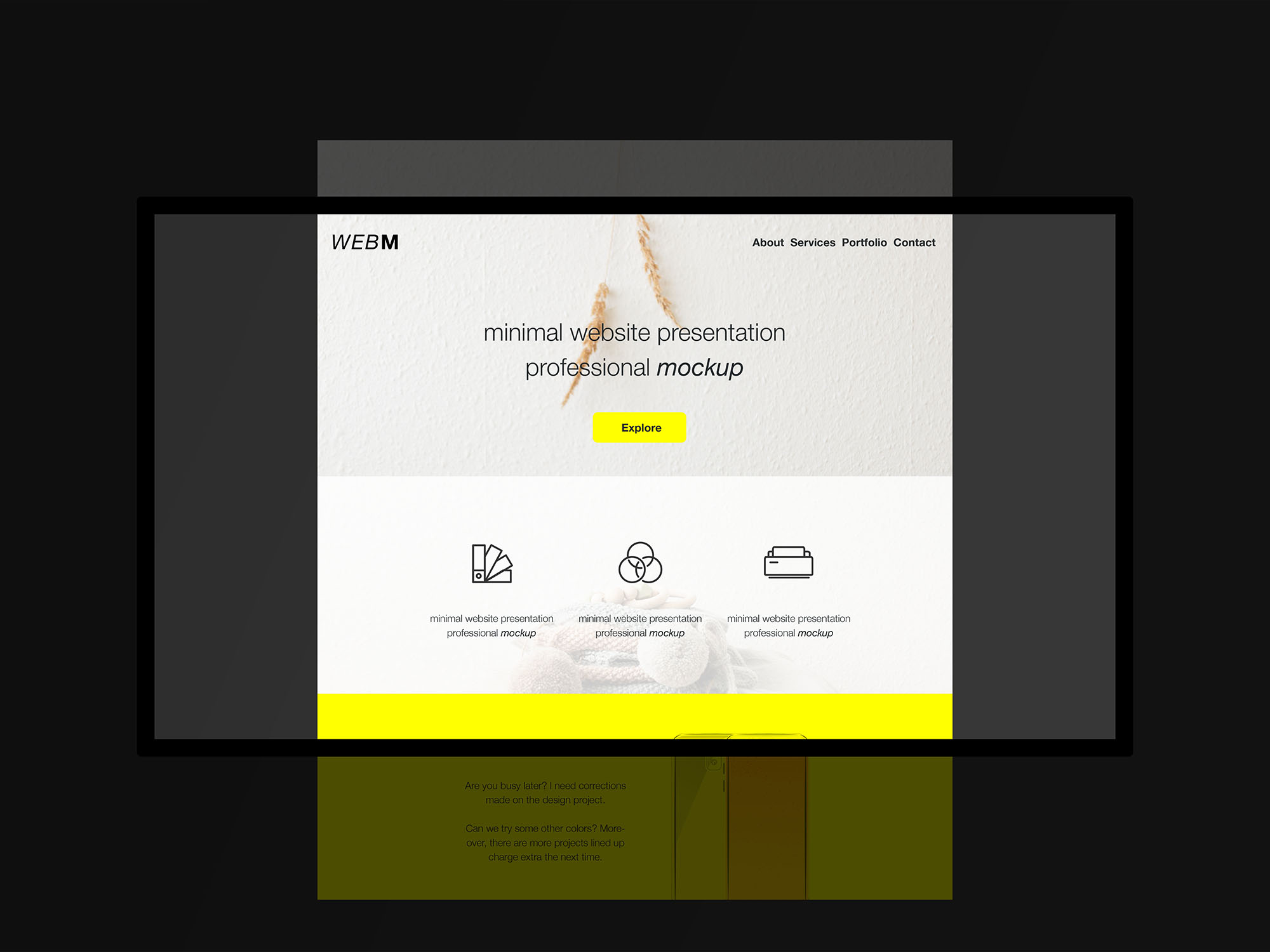 极简主义设计风格扁平化网站设计效果预览样机模板 Minimal Flat Website Presentation Mockup插图(1)